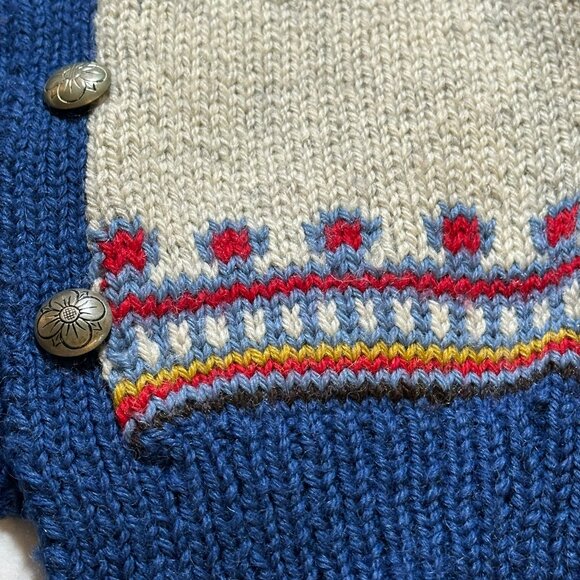 Vintage 80's Brodrene Hallen Oslo Norway Blue Wool Sweater Women's S - Picture 15 of 16
